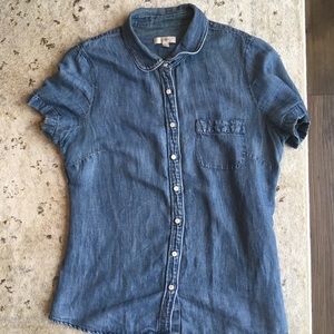 J Crew Cotton Linen Chambray Button Up